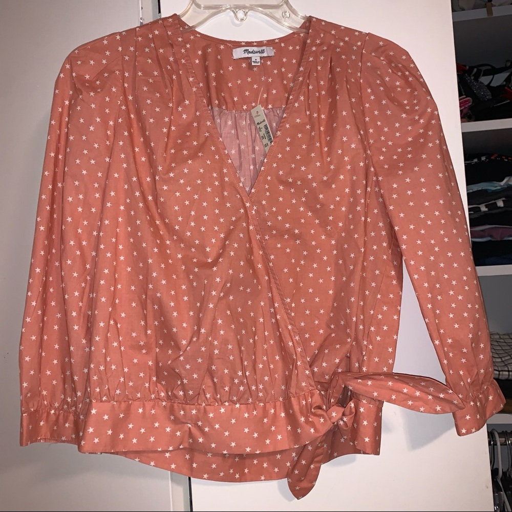 Madewell Star Scatter Coral Wrap Top - Picture 1 of 7
